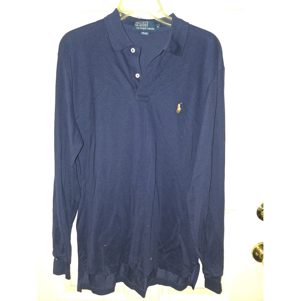 Polo Ralph Lauren Polo Shirt Mens M BLUE Long Sleeve Cotton